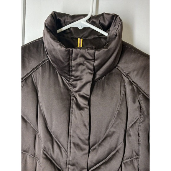 Andrew Marc Down Puffer Jacket Brown Shiny Softshell Zippers Size Small - Picture 6 of 10